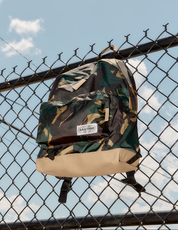 Menswear Fashion Editorial Off-Figure Styling Accessories Camo Backpack